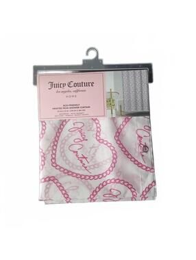 Juicy Couture PEVA Shower Curtain Liner Pink Chain Logo 70x72 NWT